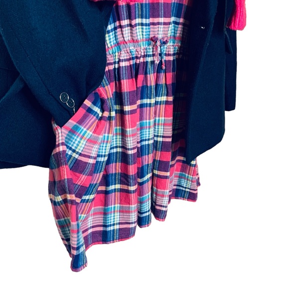 Polo Ralph Lauren hot pink navy plaid flannel long sleeve button up mini dress S - Picture 9 of 12